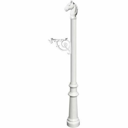 GRANDOLDGARDEN E1 Economy Mailbox System with Fluted Base & Horsehead Finial White GR3187169
